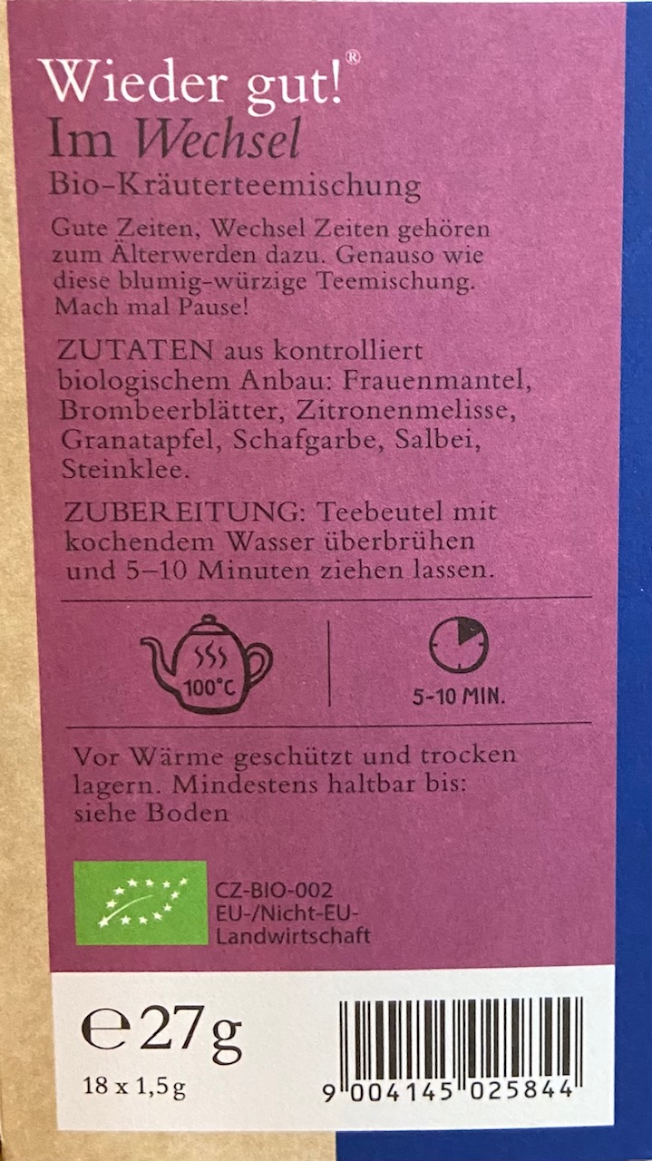 Bio Kräutertee Wechseljahre