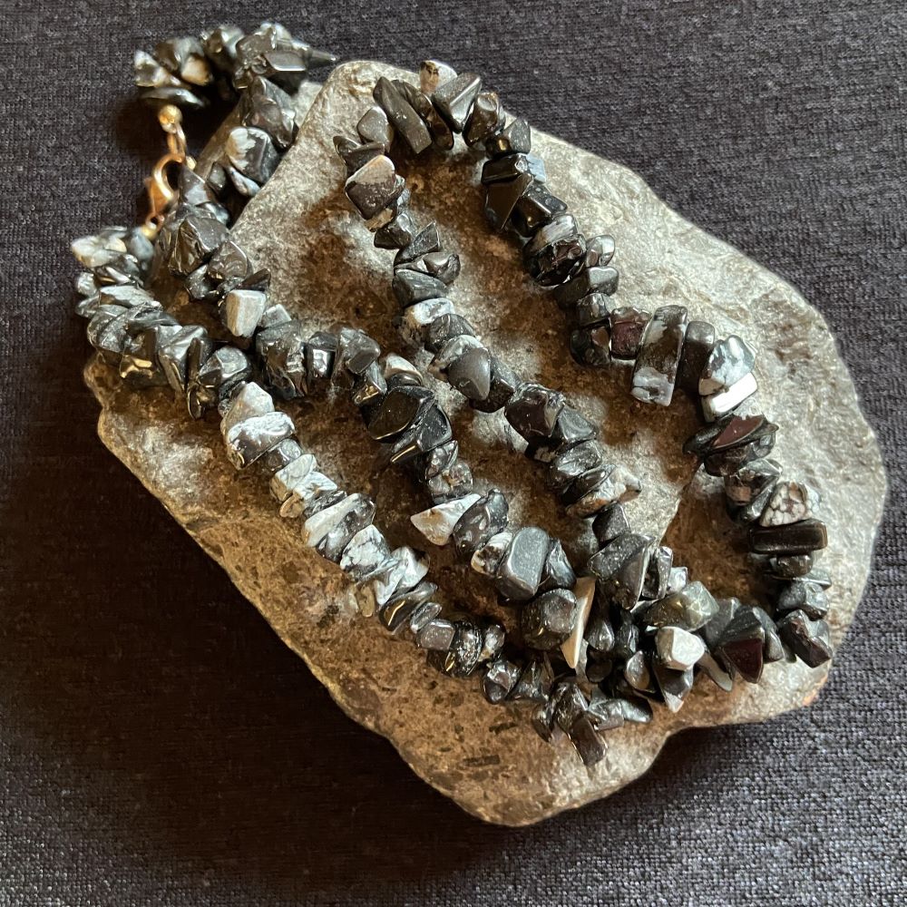 Schneeflocken Obsidian Splitterkette